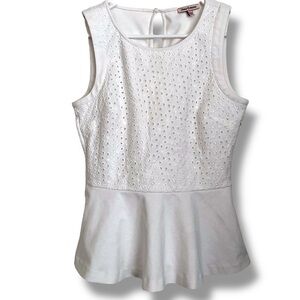 Juicy Couture Floral Eyelet Sleeveless Peplum Style Blouse